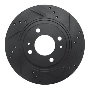 Mitsubishi I-MIEV Brake Rotor (1) - Front Right - R1 Concepts - Drilled & Slotted - Black - `12-`17